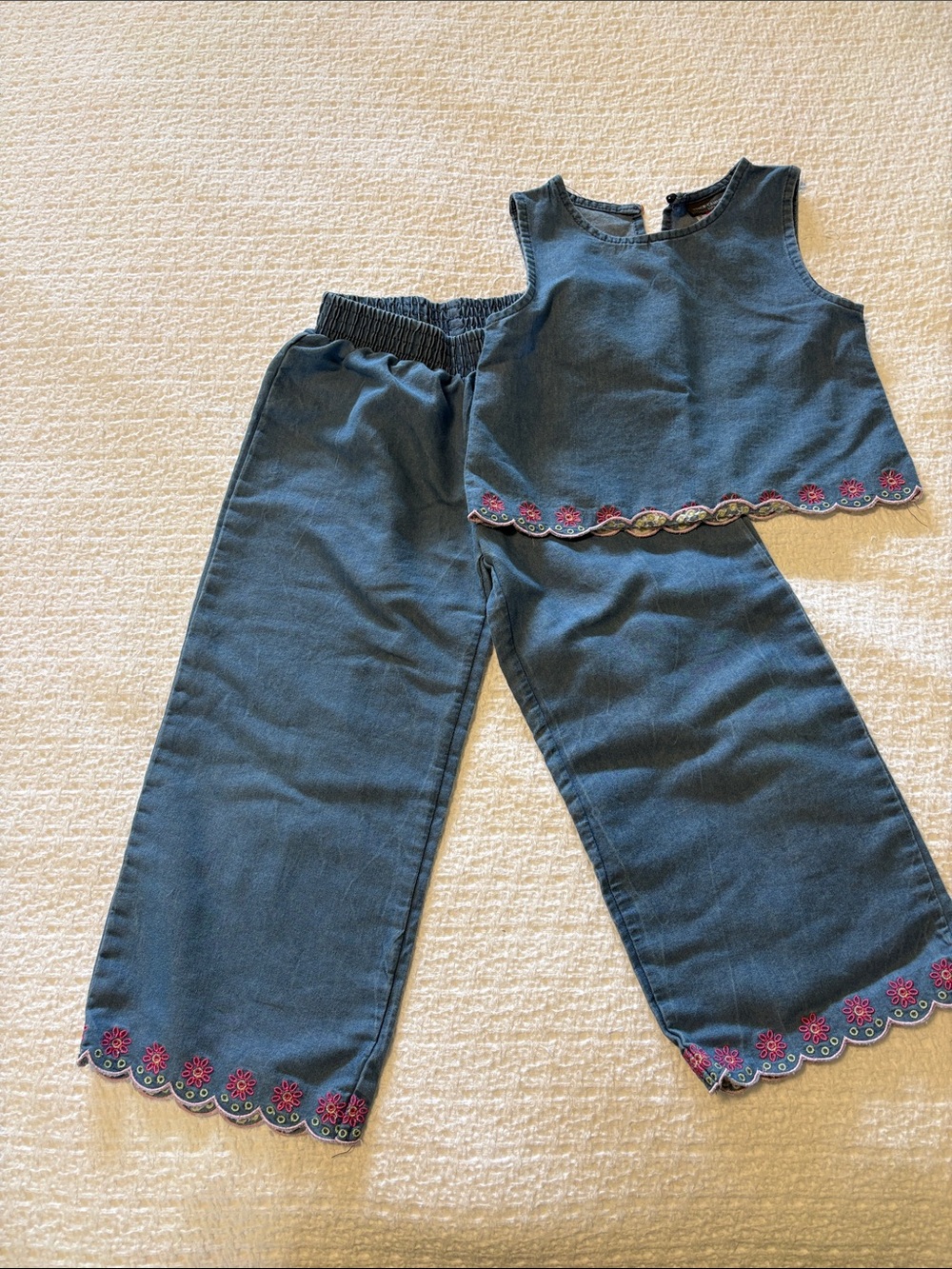 Vince Camuto Girls Blue Embroidered Two-Piece Bottoms Set